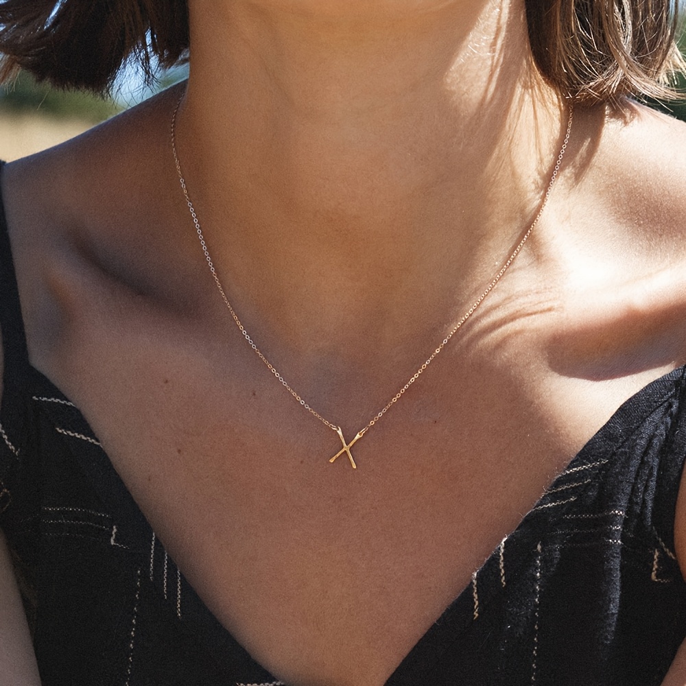 Women's Stainless Steel X Pendant Necklace